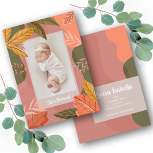 紅葉Autumn Photo Birth Announcement シーズンカード
