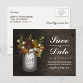 紅葉Mason Jar 素朴日付カードを保存 案内ポストカード (正面/裏面)