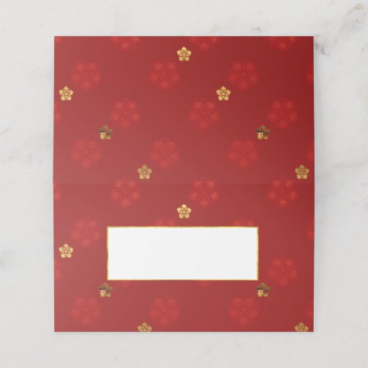 紅蓮の花模様結婚の折り座席表 プレイスカード (外部開封)