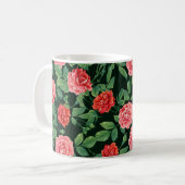 紅薔薇の花で継ぎ目のない模様。カラーI コーヒーマグカップ (正面左)