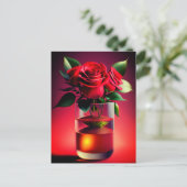 紅薔薇の花 ポストカード (スタンド正面)