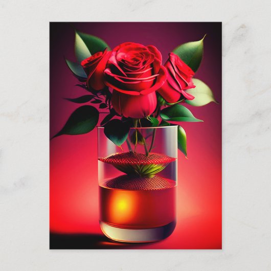 紅薔薇の花 ポストカード (正面)