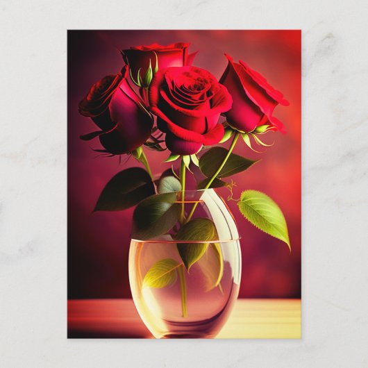 紅薔薇の花 ポストカード (正面)