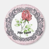 紅薔薇の花 マグネット (正面)