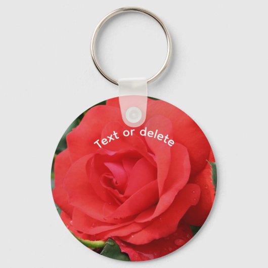 紅薔薇パーソナライズされた花 キーホルダー (正面)