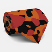 紅赤、焦げオレンジ、黒カモフラージュ ネクタイ (ロール)