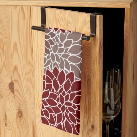 紅銀のダリアス キッチンタオル (三つ折り)