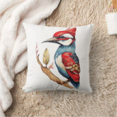 紅青のキツツキ クッション (ブランケット)