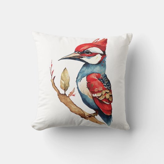 紅青のキツツキ クッション (正面)
