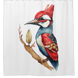 紅青のキツツキ シャワーカーテン