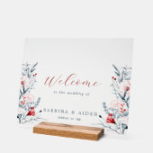 紅青の花のフローラ結婚の歓迎 アクリルサイン (傾斜)