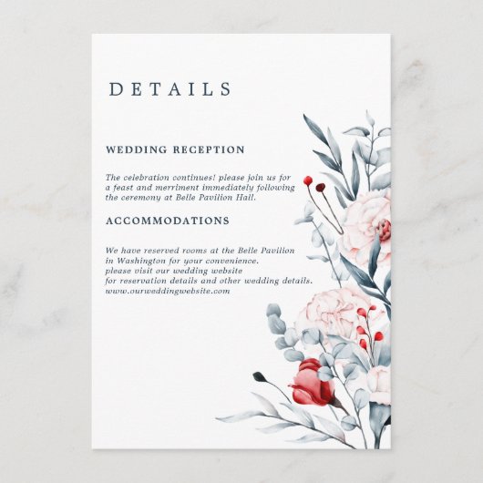 紅青の花のフローラ結婚詳細 エンクロージャーカード (正面)