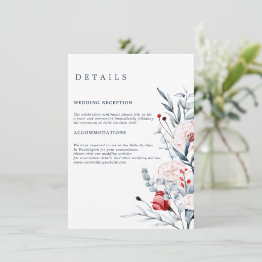 紅青の花のフローラ結婚詳細 エンクロージャーカード (スタンド正面)