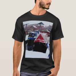 紅青の運河ボート Tシャツ