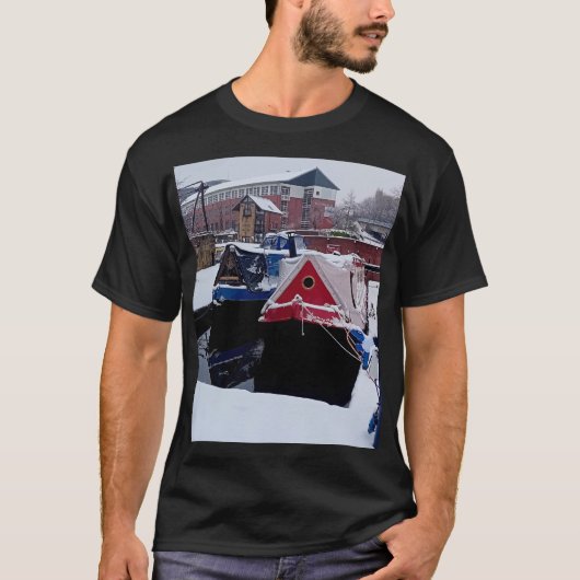 紅青の運河ボート Tシャツ (正面)