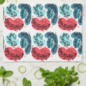 紅青抽象芸術 キッチンタオル (折り畳み)