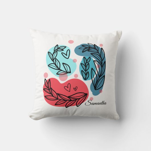 紅青抽象芸術 クッション (正面)