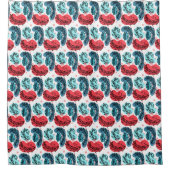 紅青抽象芸術 シャワーカーテン (正面)