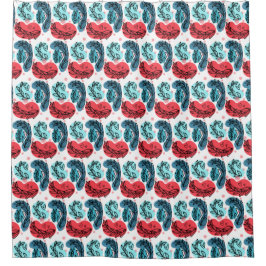 紅青抽象芸術 シャワーカーテン