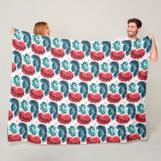 紅青抽象芸術 フリースブランケット (インサイチュ)