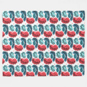 紅青抽象芸術 フリースブランケット (正面(横))