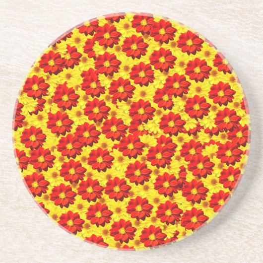 紅黄色の紅花 コースター (正面)