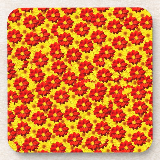 紅黄色の紅花 コースター (正面)
