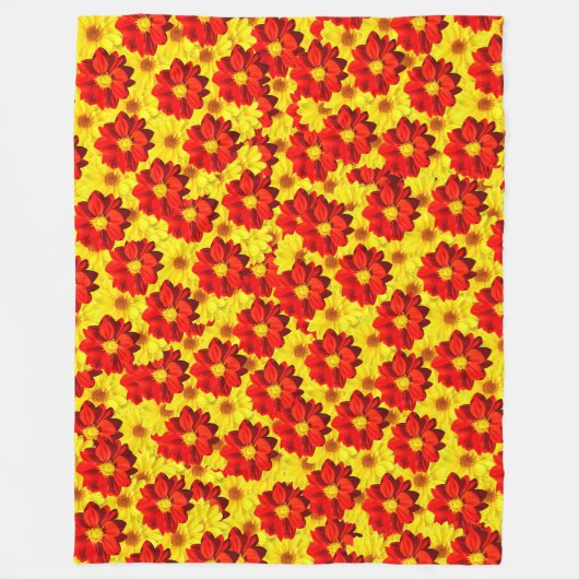 紅黄色の紅花 フリースブランケット (正面)