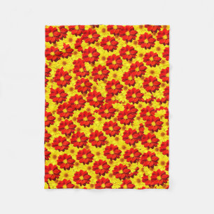 紅黄色の紅花 フリースブランケット