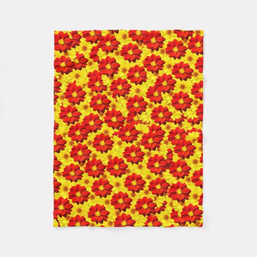 紅黄色の紅花 フリースブランケット (正面)