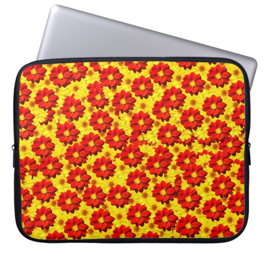 紅黄色の紅花 ラップトップスリーブ (正面)