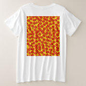 紅黄色の花模様 プラスサイズTシャツ (デザイン裏面)