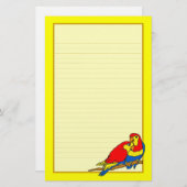 紅黄色の青い愛鳥が並んだ文素晴らし房具 便箋 (正面/裏面)