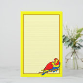紅黄色の青い愛鳥が並んだ文素晴らし房具 便箋 (スタンド正面)