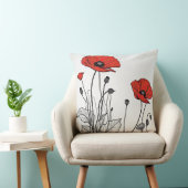 紅黒のケシ クッション (椅子)