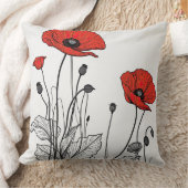 紅黒のケシ クッション (ブランケット)