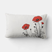 紅黒のケシ ランバークッション (裏面)