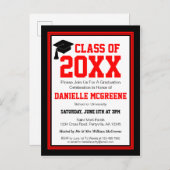 紅黒学級卒業パーティー インビテーションポストカード (正面/裏面)