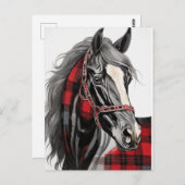紅黒格子馬 ポストカード (正面/裏面)