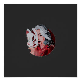 紅黒無地イラストレーション光沢ポスター ポスター