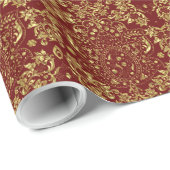 紅黒花柄2b ラッピングペーパー (ロールコーナー)