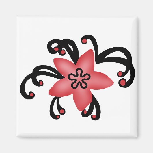 紅黒花磁石 マグネット (正面)
