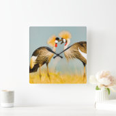 紋付きサギ スクエア壁時計 (ホーム)