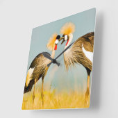 紋付きサギ スクエア壁時計 (傾斜)