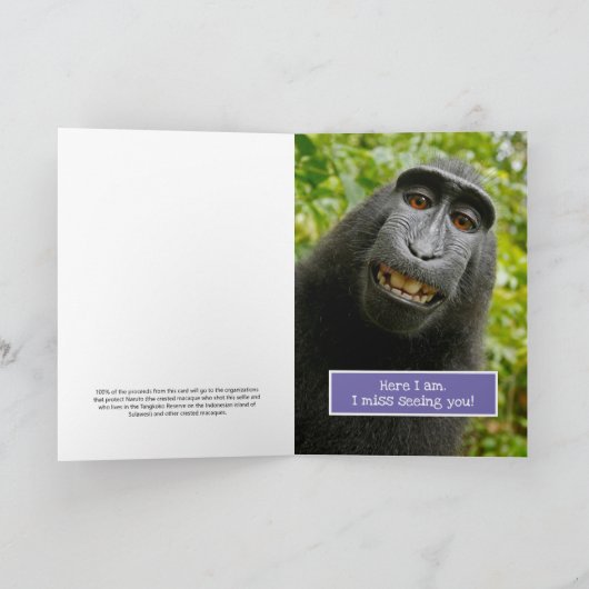 紋付きマカクのサルのナルトの自撮恋しく思り- You カード (内部)