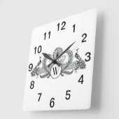 紋名門私立校風の章 スクエア壁時計 (傾斜)