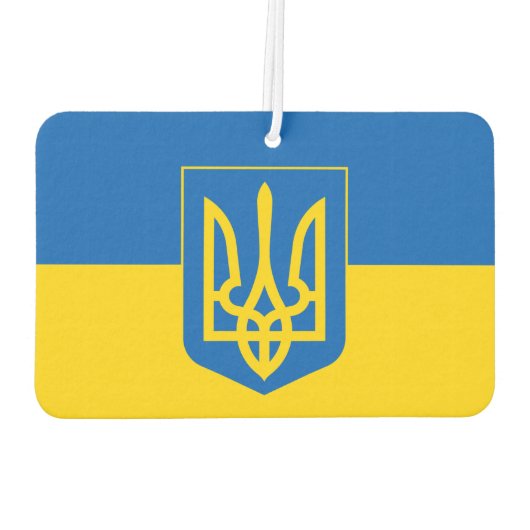 紋章のあるウクライナ国旗 カーエアーフレッシュナー (裏面)