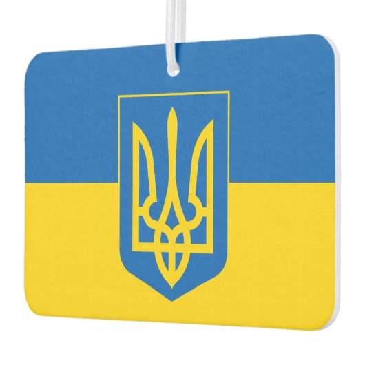 紋章のあるウクライナ国旗 カーエアーフレッシュナー (左)