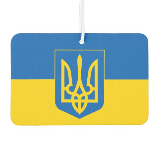 紋章のあるウクライナ国旗 カーエアーフレッシュナー (正面)