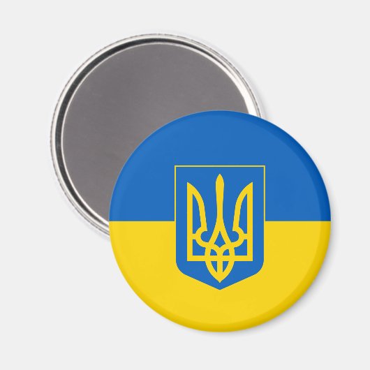 紋章のあるウクライナ国旗 マグネット (正面/裏面)